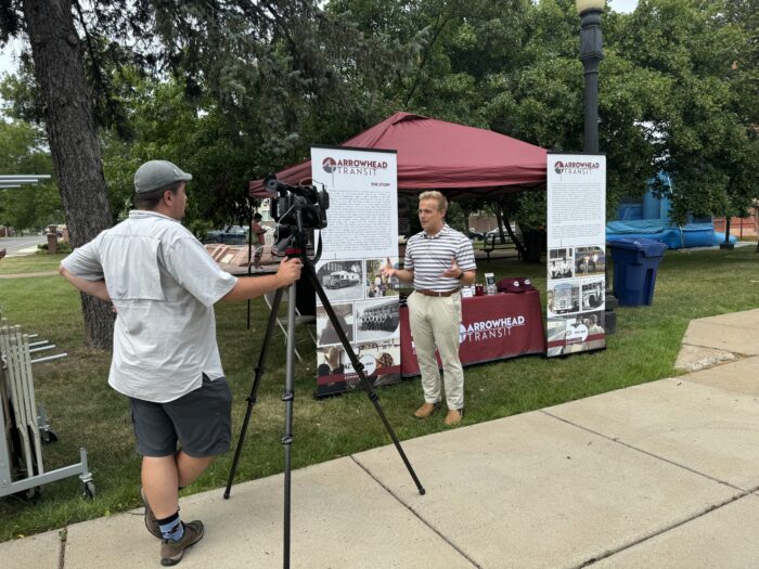 Dominick Olivanti speaks with the media outlets about Arrowhead Transit's Hibbing Public Transit options.